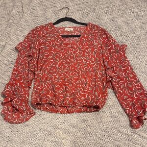 Max Studio Red and White Patterned Blouse